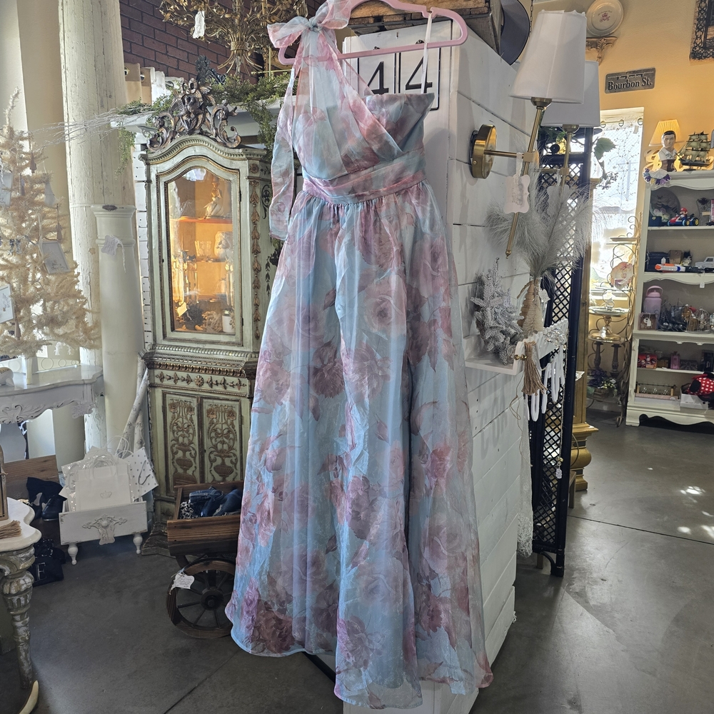 Lulu's Blue and Pink Floral Gown